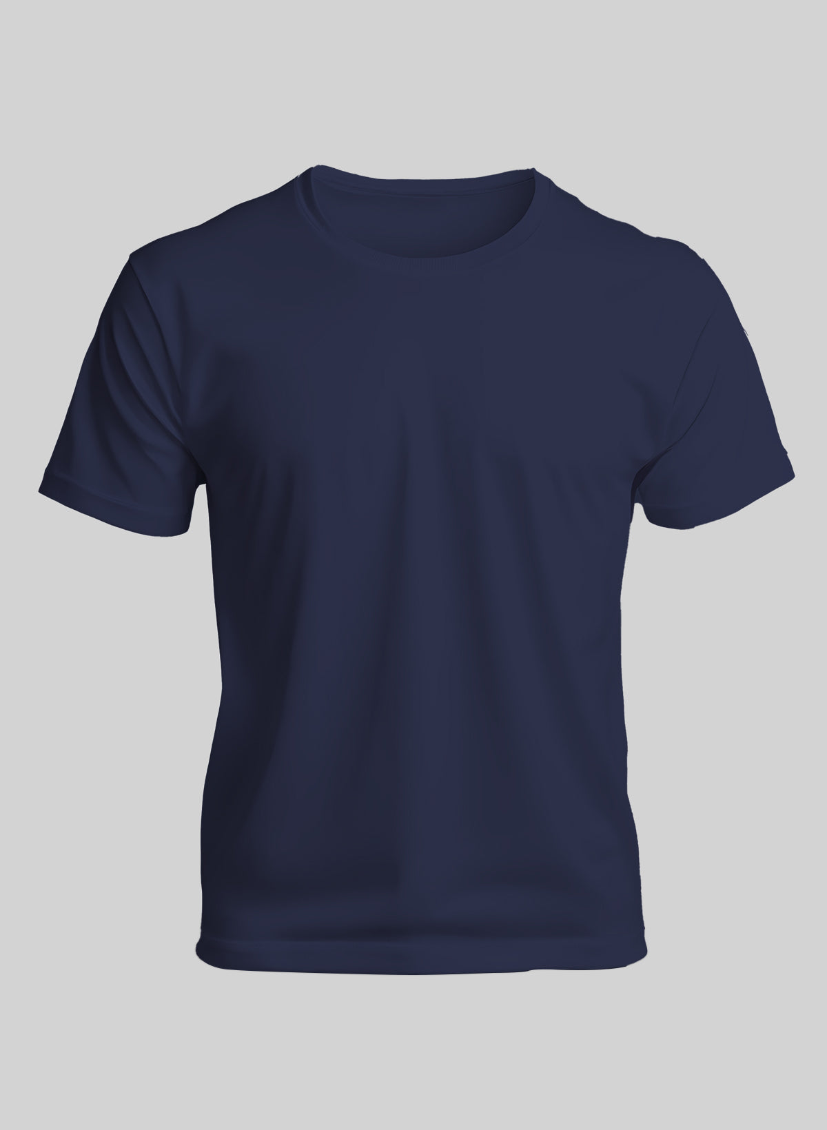 NAVY BLUE COTTON CREW NECK SOLID T-SHIRT