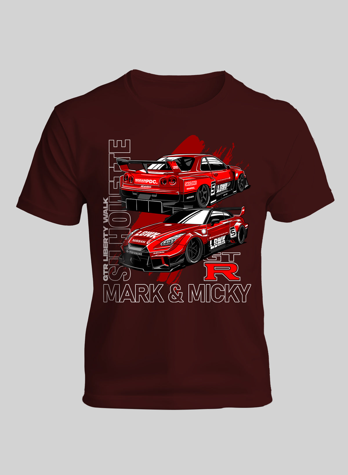 SKYLINE LEGACY GTR EVOLUTION IN RED CREW NECK T-SHIRT